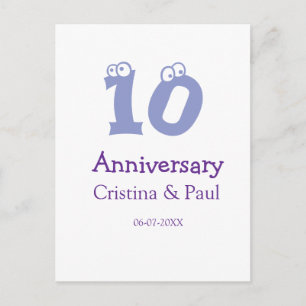 Glückliches 10. Hochzeitsjubiläum einfache minimal Postkarte