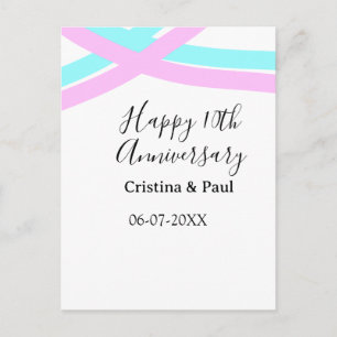 Glückliches 10. Hochzeitsjubiläum einfache minimal Postkarte