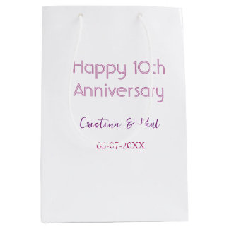 Glückliches 10. Jubiläum einfache minimale Hochzei Mittlere Geschenktüte
