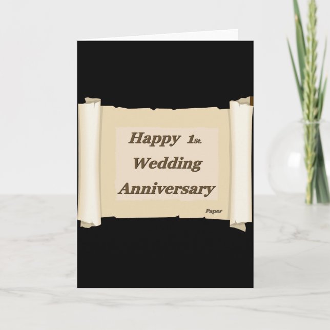 Glückliches 1. Hochzeitstag-Papier Karte (Vorderseite)