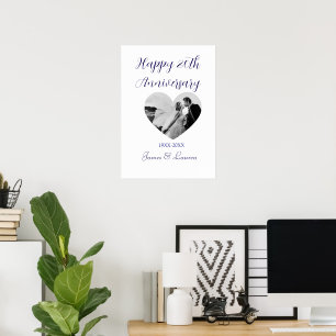 Glückliches 20-jähriges Jubiläum Herz Foto lila Ja Poster