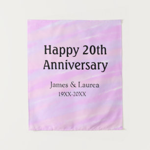 Glückliches 20. Jubiläum rosa lila pastell Name bo Wandteppich