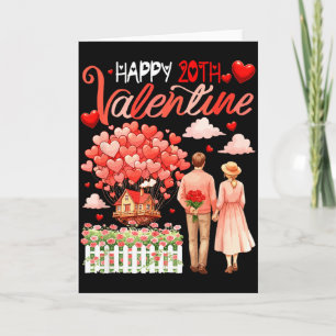Glückliches 20. Valentins Florales Paar Familie St Karte