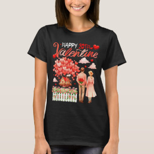 Glückliches 20. Valentins Florales Paar Familie St T-Shirt