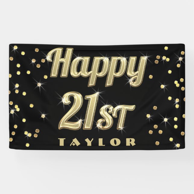 Glückliches 21. GoldBling Banner (Horizontal)