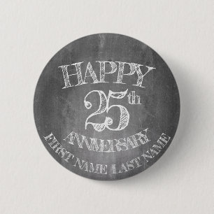 Glückliches 25. Jubiläum auf der Kreidetafel Button
