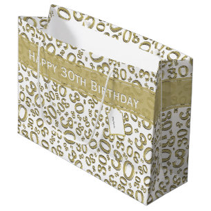 Glückliches 30. Geburtstags-Party-Muster-Gold und Große Geschenktüte