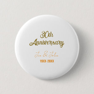 Glückliches 30. Hochzeitsjubiläum goldene orange V Button