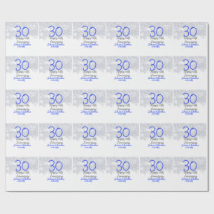 Glückliches 30. Hochzeitsjubiläum silberner blauer Geschenkpapier