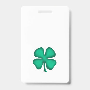 Glückliches 4-Blatt-Irland-Klee weißes Abzeichen v Ausweis