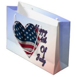 Glückliches 4. des Flaggen-Herzens Julis USA Große Geschenktüte