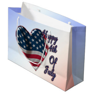 Glückliches 4. des Flaggen-Herzens Julis USA Große Geschenktüte