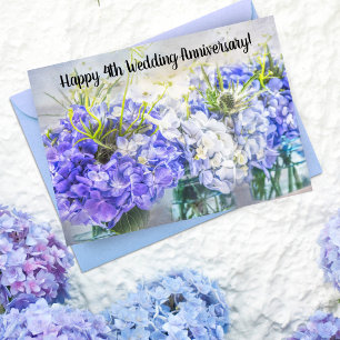 Glückliches 4. Hochzeitsjubiläum Hydrangeen Karte