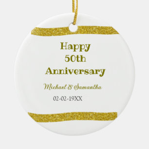 Glückliches 50-jähriges Jubiläum goldene Glitter-R Keramik Ornament
