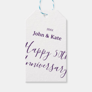 Glückliches 50. Jubiläum lila Name Jahr einfach Geschenkanhänger