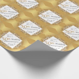 "Glückliches 50. Jubiläum" Mattgoldfarbe Geschenkpapier