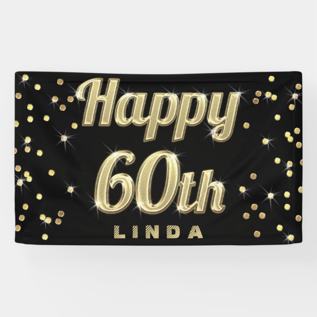 Glückliches 60. GoldBling Banner (Horizontal)