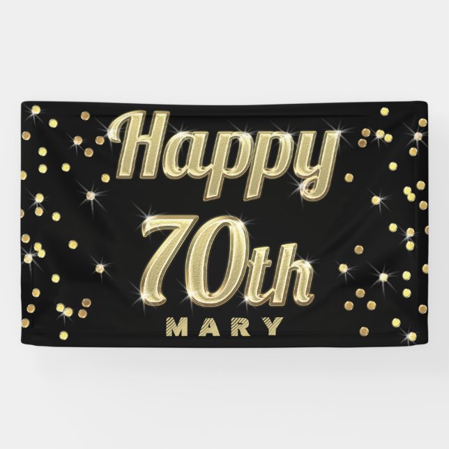 Glückliches 70. GoldBling Banner (Horizontal)