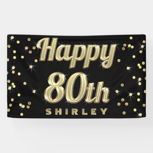 Glückliches 80. GoldBling Banner (Horizontal)
