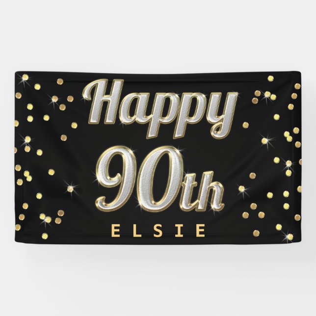 Glückliches 90. Bling Banner (Horizontal)