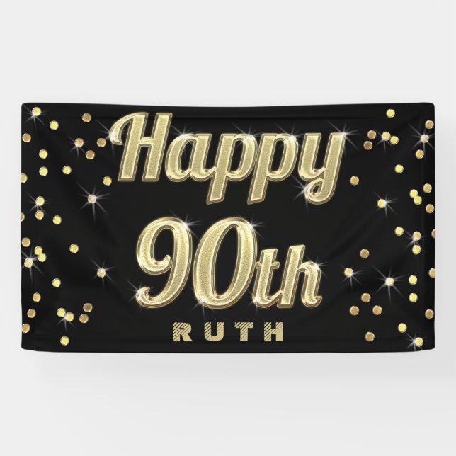 Glückliches 90. GoldBling Banner (Horizontal)