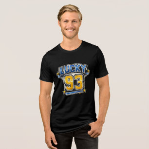 Glückliches 93 Retro-Sport-Nummer-T-Shirt Vintag Tri-Blend Shirt