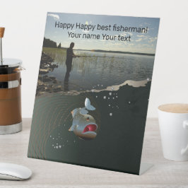 Glückliches Angeln Sockelschild