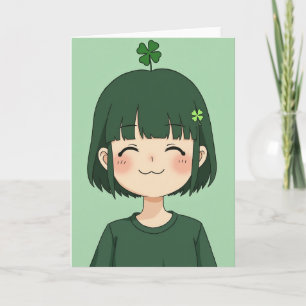 Glückliches Anime-Mädchen-Porträt Karte