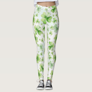 Glückliches Aquarell Vier-Blatt-Klee Irisch Irland Leggings