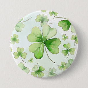 Glückliches Aquarell Vierblattklee Irisch Mama Pap Button