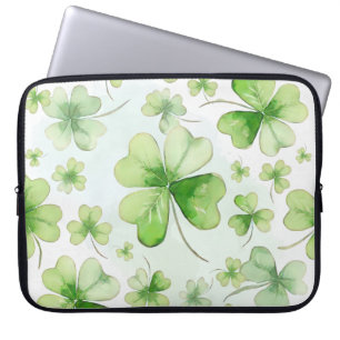 Glückliches Aquarell Vierblattklee Irisch Mama Pap Laptopschutzhülle