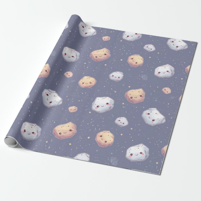 Glückliches Asteroiden-Geschenkpapier Geschenkpapier (Ungerollt)