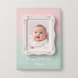 Glückliches Baby Floral Rosa Grüne Rahmen Button