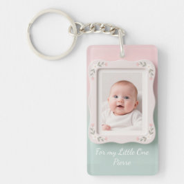 Glückliches Baby Floral Rosa Grüne Rahmen Schlüsselanhänger