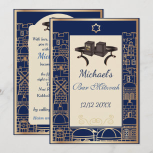 Glückliches Bar Mitzvah Jerusalem Kotel Tefillin G Einladung
