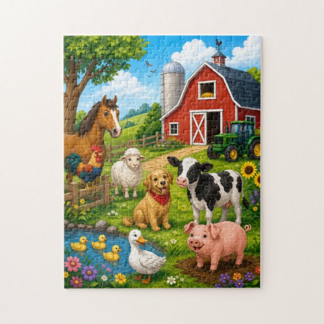 Glückliches Bauernhof-Freunde-Puzzle (Vertikal)