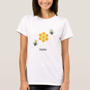 Glückliches Biene und Honigwabe T-Shirt