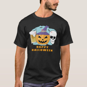 Glückliches Bier Halloween - Gruseliger Schädel un T-Shirt