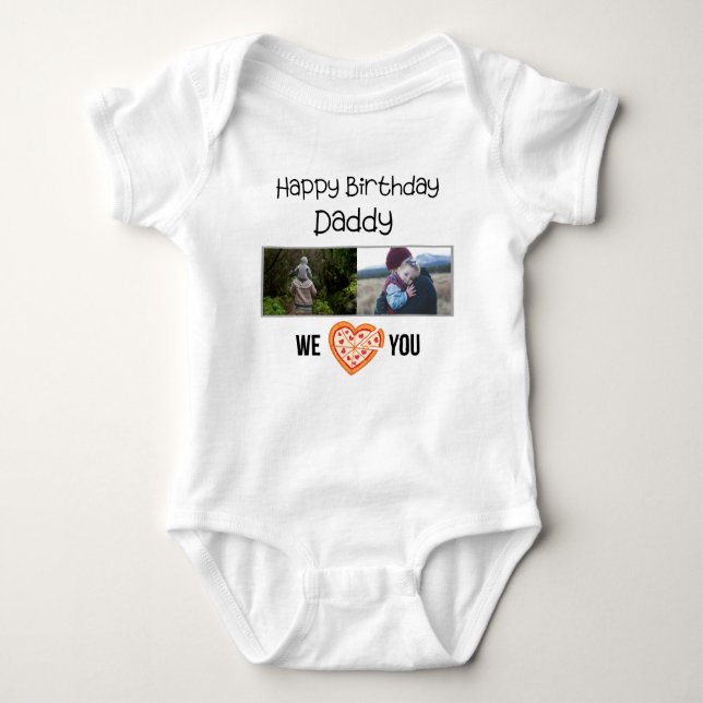 GLÜCKLICHES BIRTHDAY DADDY CUSTOM FOTO UND TEXT BABY STRAMPLER (Vorderseite)