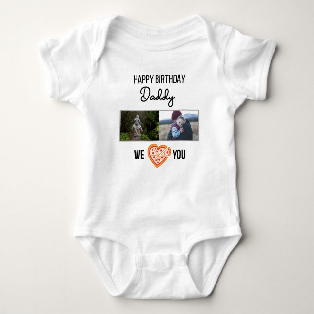GLÜCKLICHES BIRTHDAY DADDY CUSTOM FOTO UND TEXT BABY STRAMPLER (Vorderseite)