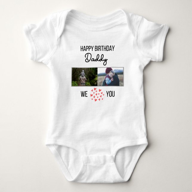 GLÜCKLICHES BIRTHDAY DADDY CUSTOM FOTO UND TEXT BABY STRAMPLER (Vorderseite)