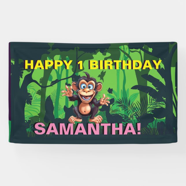 GLÜCKLICHES BIRTHDAY-DschungelBanner Banner (Horizontal)