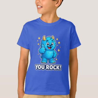 Glückliches blaues Monster, du rockst Daumen hoch T-Shirt