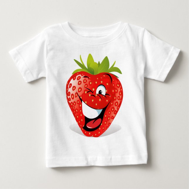 Glückliches blinzelndes Erdbeergesicht Baby T-shirt (Vorderseite)