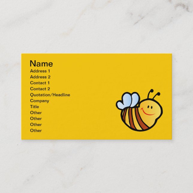 GLÜCKLICHES BUMBLEBEE BIETET CARTOON NIEDLICH HONE VISITENKARTE (Vorderseite)