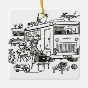 ** GLÜCKLICHES CAMPER*** CHRISTMAS ORNANATION KERAMIKORNAMENT