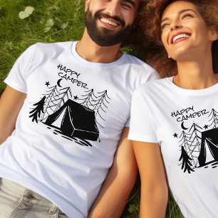 Glückliches Camper-Doodle-Art-Campingzelt im Wald T-Shirt