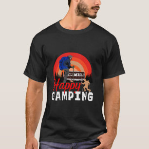 Glückliches Camping Retro-Sonnenuntergang-Wanderab T-Shirt