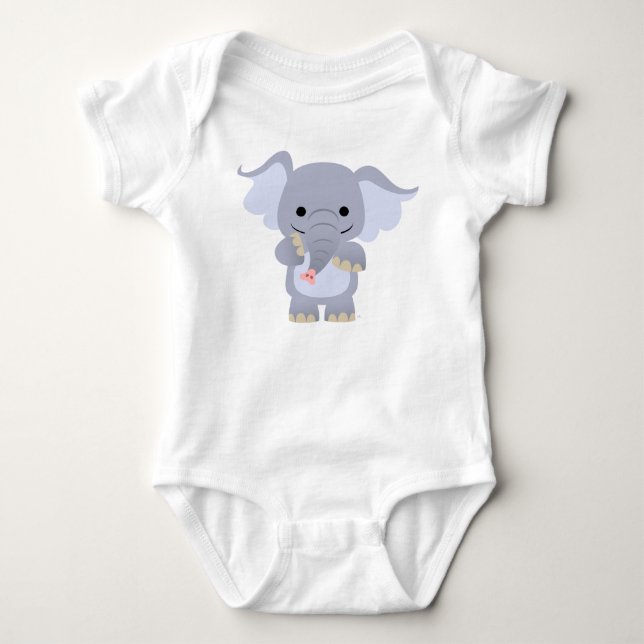 Glückliches Cartoon-Elefant-Baby-Kleid Baby Strampler (Vorderseite)