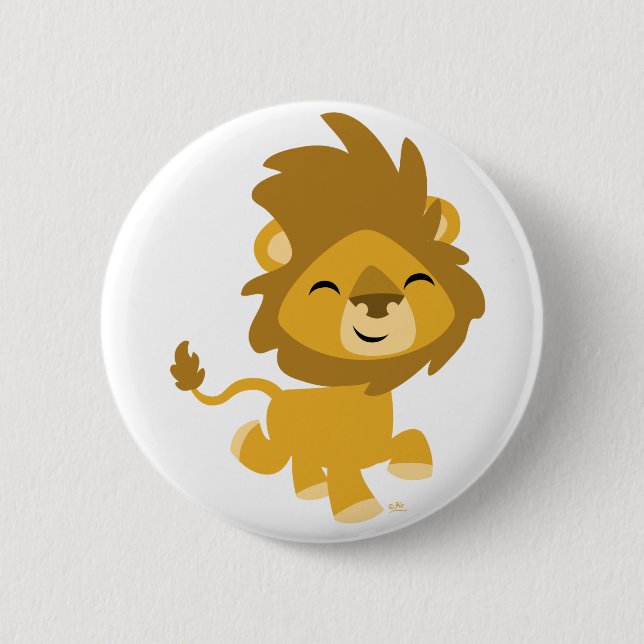 Glückliches Cartoon-Löwe-Knopf-Abzeichen Button (Vorderseite)